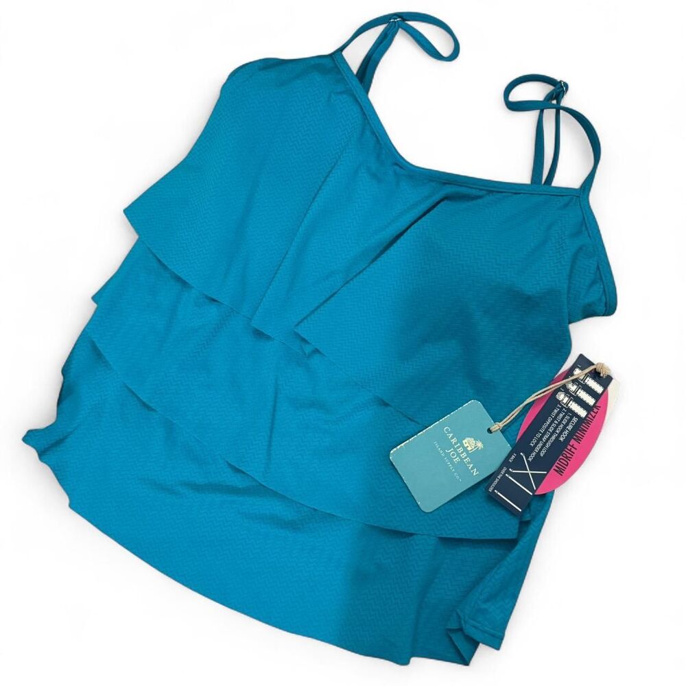 Caribbean Joe NWT swim tankini top CJ bene fit size 16 - Midriff Minimizer